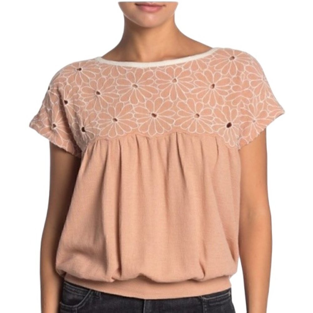 FREE PEOPLE Desert Sands Georgia Bubble Embroidered Top, Size XS - NWT